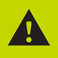 A black triangle with an exclamation point on the inside to designate be aware of fraud